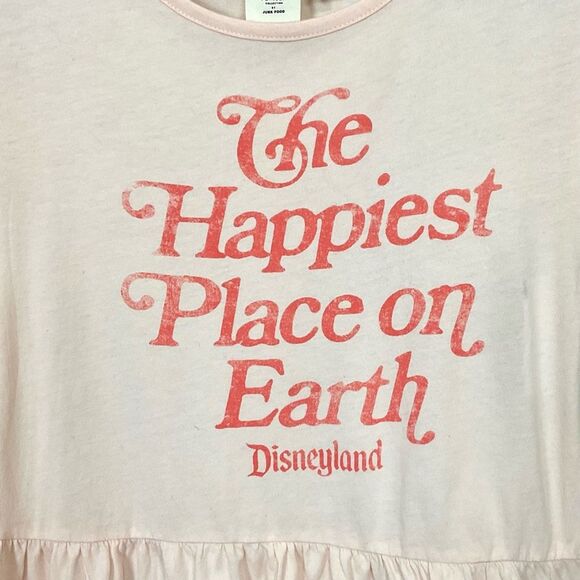 Junk Food Disneyland Girls Tee Ruffle Hem Happiest Place On Earth Sz Lg New - Picture 2 of 5
